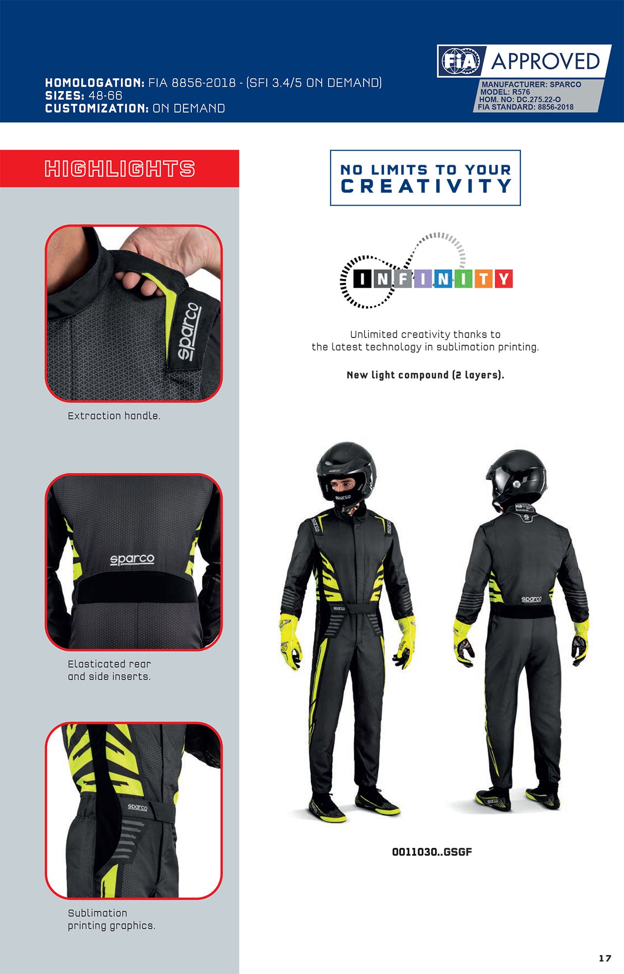 0011030 Sparco Infinity 5.0 Race Suit 2-Layer FIA 8856-2018 Motorsport Rally - raceforglory.store