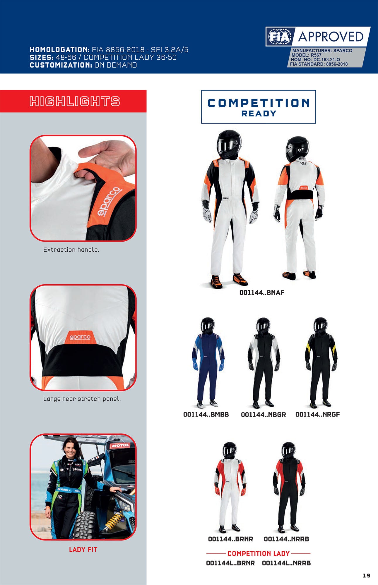 001144L Sparco Competition Womens Race Suit Ladies Fireproof FIA 8856-2018 Spec - raceforglory.store
