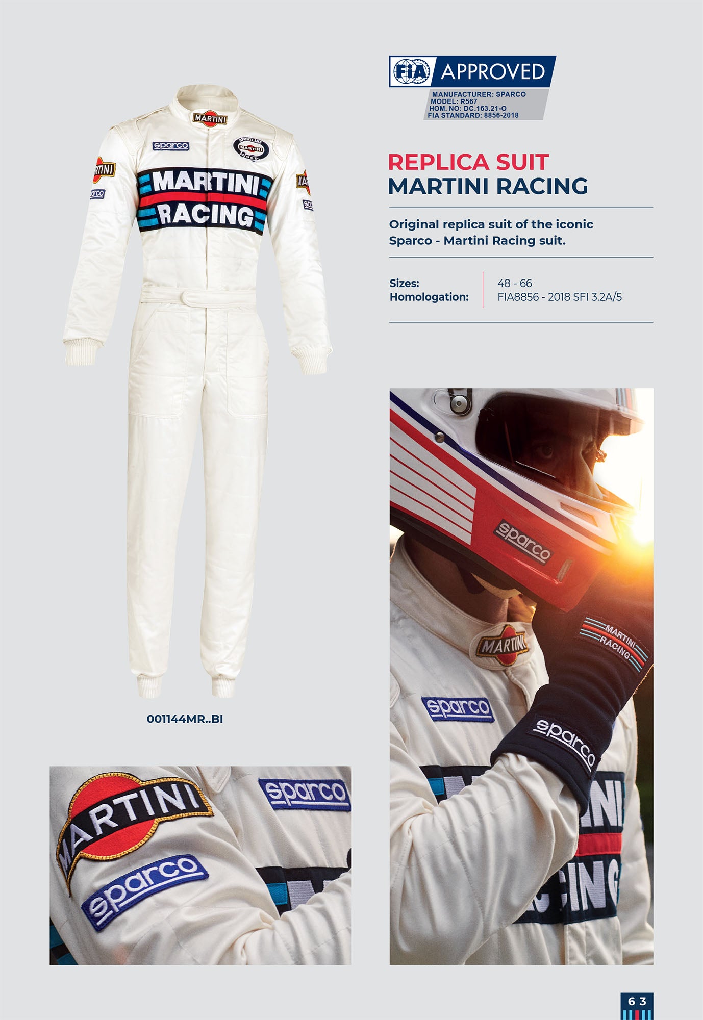 001144MR Sparco Martini Racing Classic Retro Rally Suit Fireproof FIA 8856-2018 - raceforglory.store
