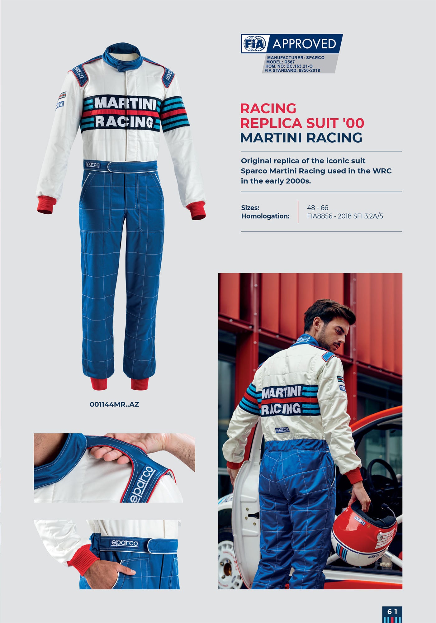 001144MR Sparco Martini Racing Classic Retro Rally Suit Fireproof FIA 8856-2018 - raceforglory.store