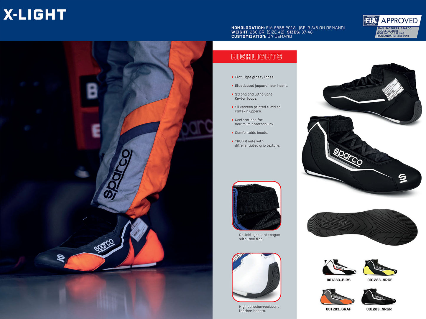 001283 Sparco X-Light Racing Boots Fireproof FIA-8856-2018 Approved Motorsport - raceforglory.store