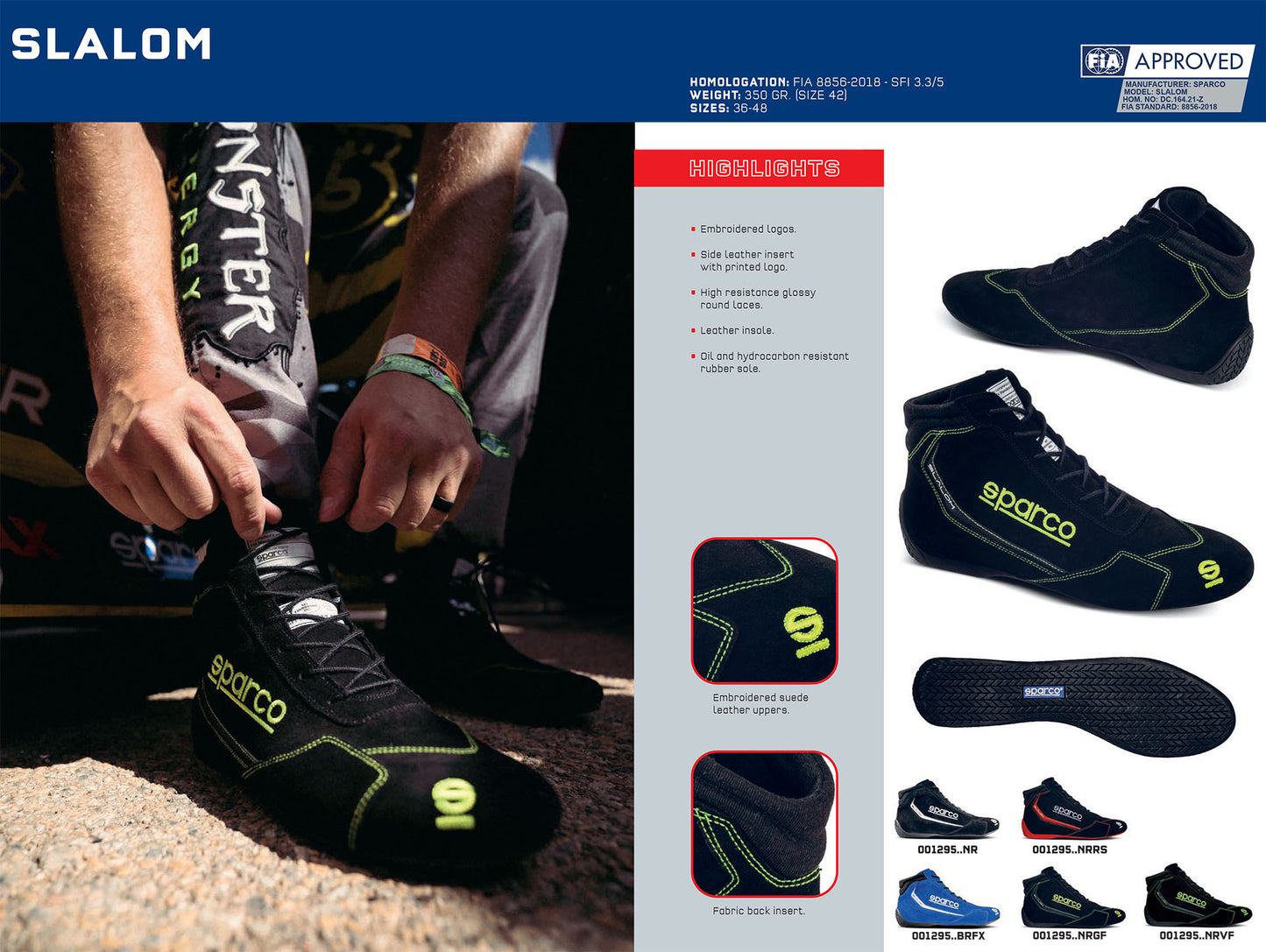 001295 Sparco Slalom Racing Boots Fireproof FIA 8856-2018 Race Race Karting - raceforglory.store