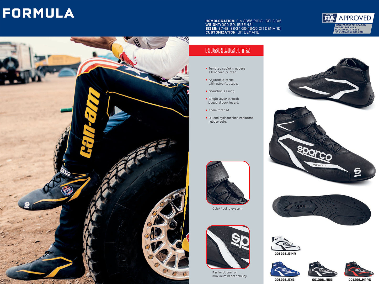 001296 Sparco Formula Racing Boots Fireproof FIA 8856-2018 Approved Race Rally - raceforglory.store