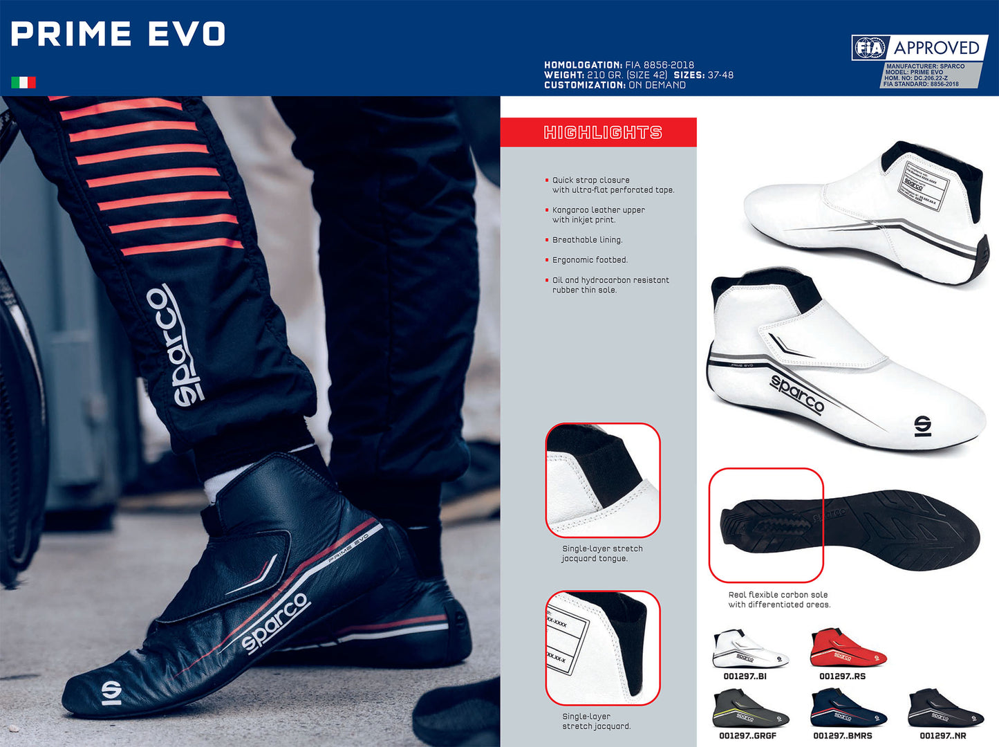 001297 Sparco PRIME EVO Racing Boots Fireproof FIA 8856-2018 for Motorsport - raceforglory.store