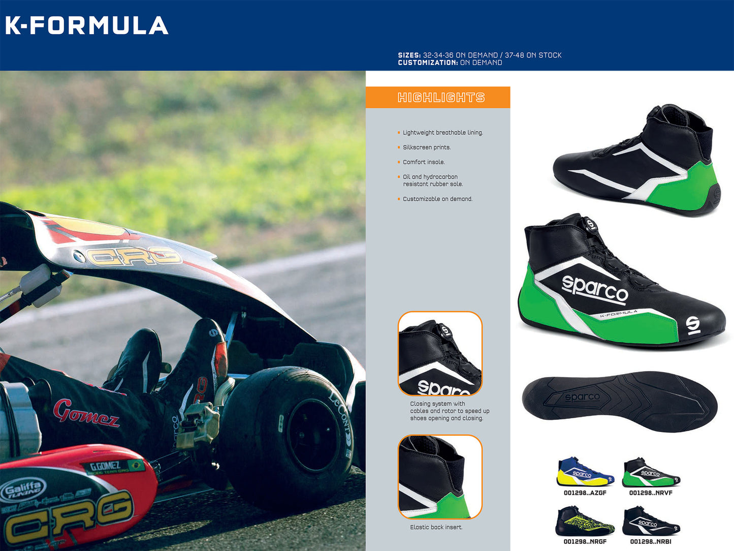 001298 Sparco K-Formula Karting Boots Shoes Lightweight Breathable Racing Sole - raceforglory.store
