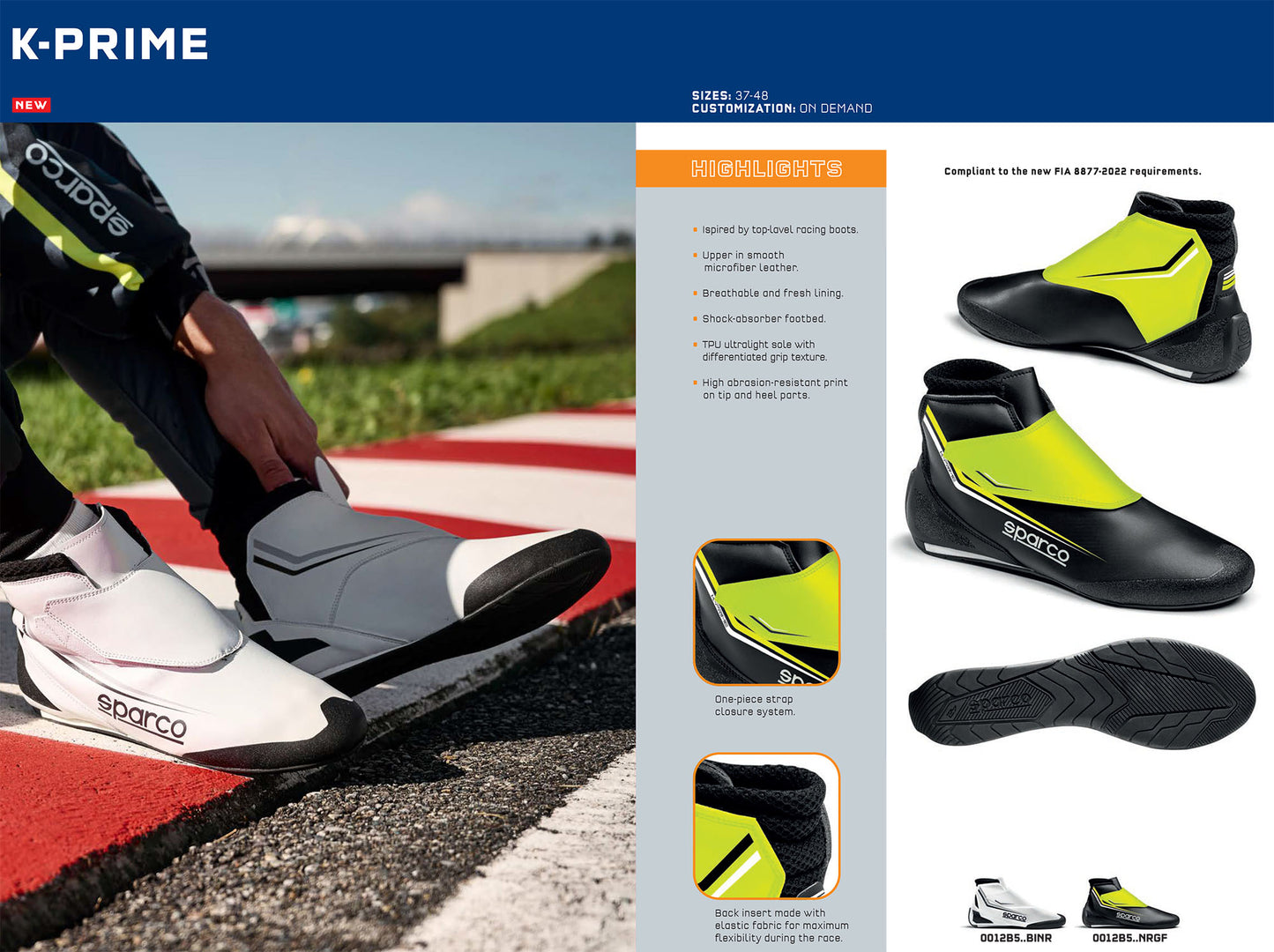 0012B5 Sparco K-PRIME Karting Boots Kart Shoes Microfibre Leather FIA 8877-2022 - raceforglory.store