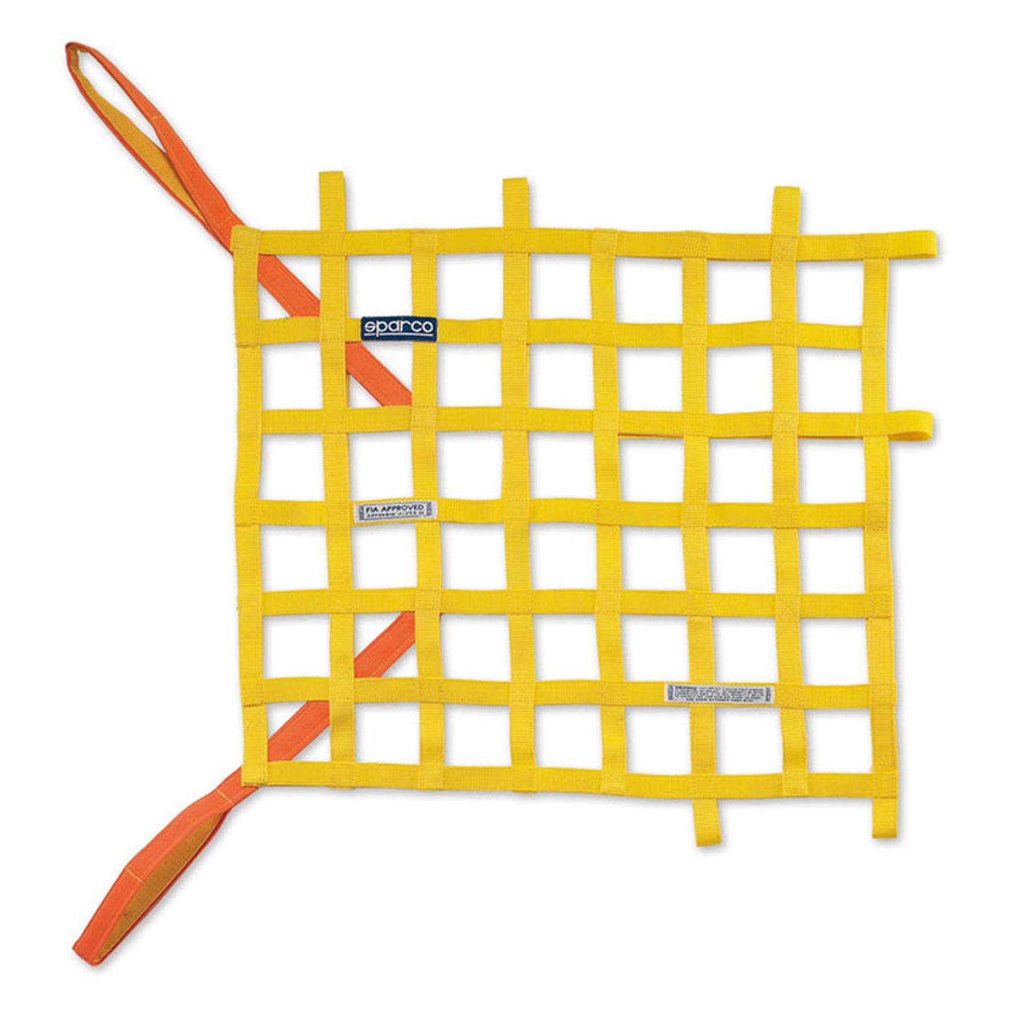 002192FA Sparco Racing Rally Window Net FIA Spec 50x52cm Blue / Red / Yellow - raceforglory.store