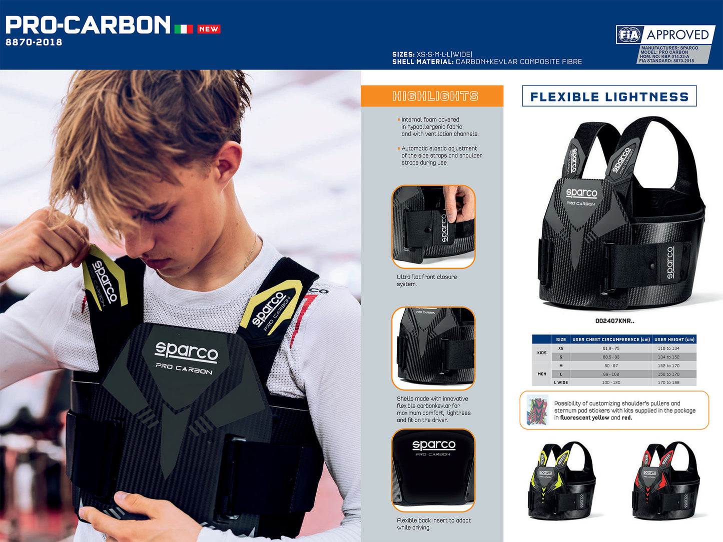 Sparco PRO CARBON Rib Protector Vest for Karting Go-Kart Racing FIA 8870-2018 - raceforglory.store