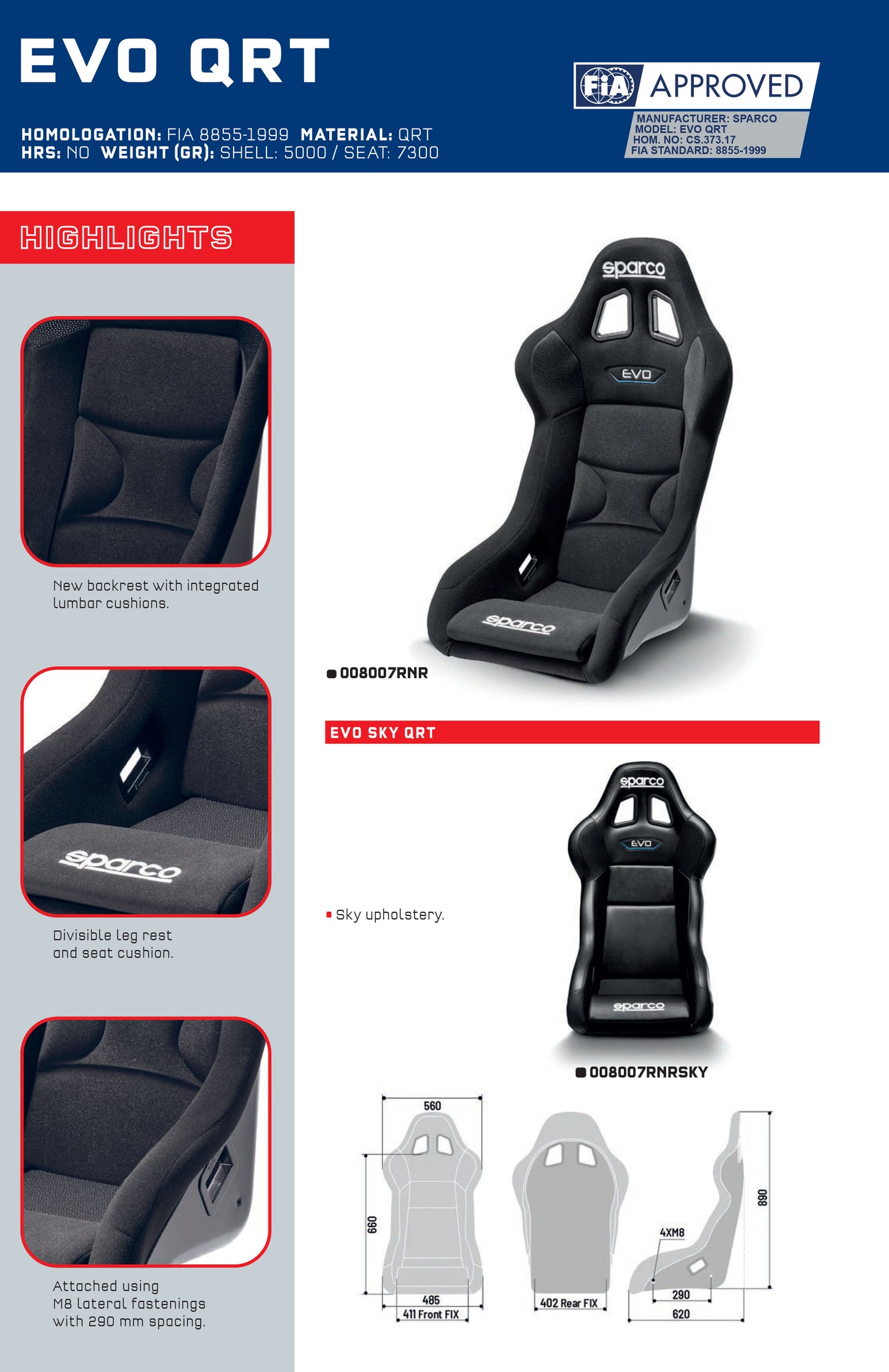 Sparco PRO EVO Gaming Seat Sim Racing E-Sports attach to Simulator Frame Chassis