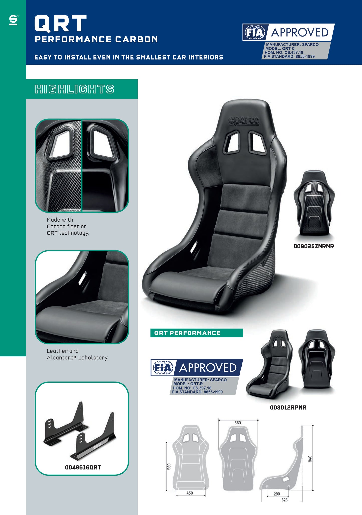 Sparco QRT PERFORMANCE Sports Seat Lightweight for Fast Road Cars and Track Days - raceforglory.store