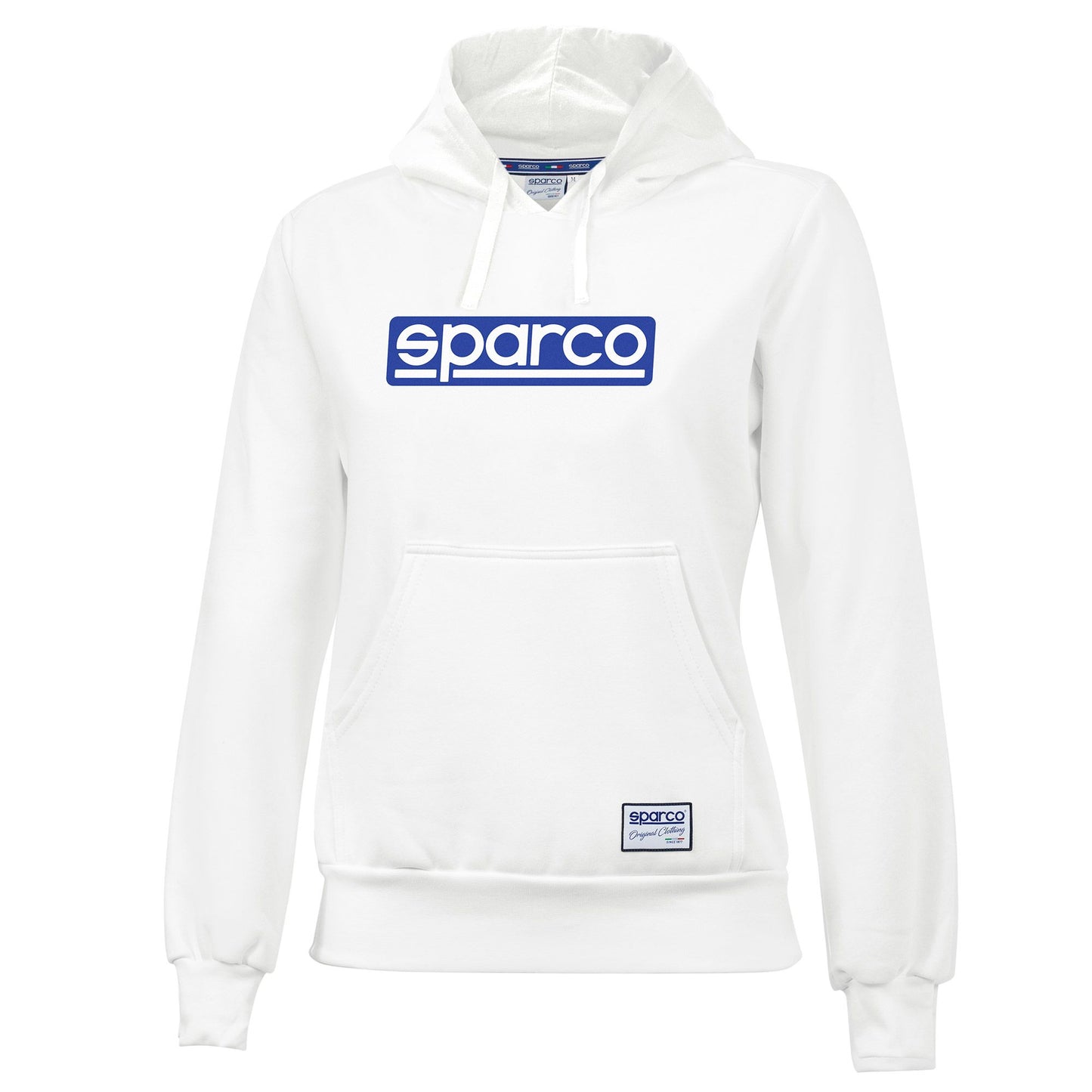 Sparco Ladies Hoodie Hoody Classic White with Blue Logo Womens Girls Sizes S-L - raceforglory.store