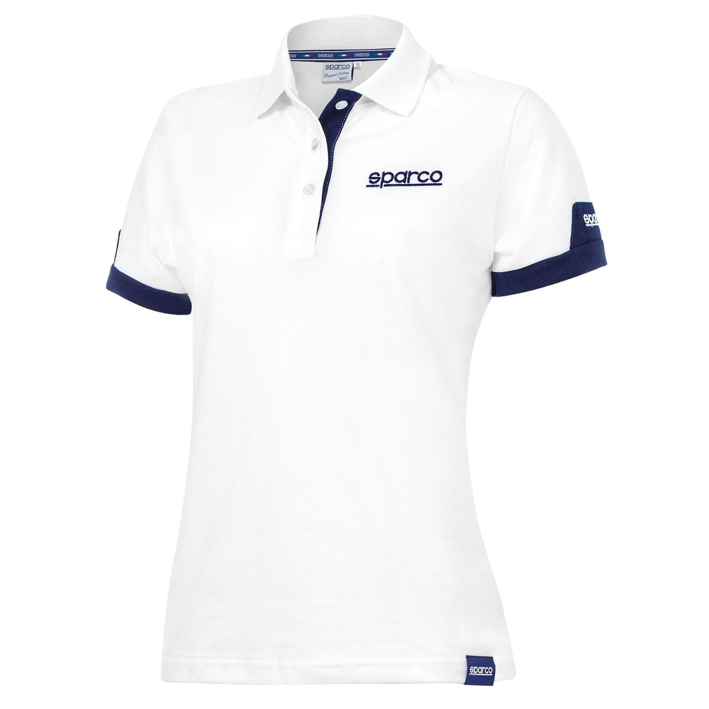 Sparco Ladies Polo Shirt Smart Corporate Style in White 100% Cotton Womens Girls - raceforglory.store