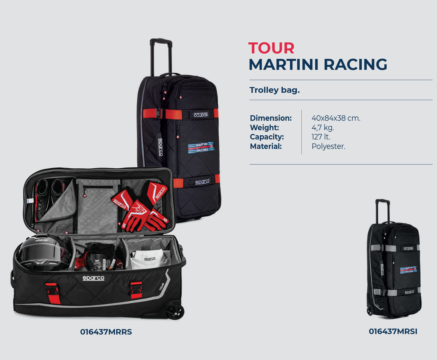 Sparco Martini Racing Large Holdall Trolley Bag on Wheels for Travel and Leisure - raceforglory.store