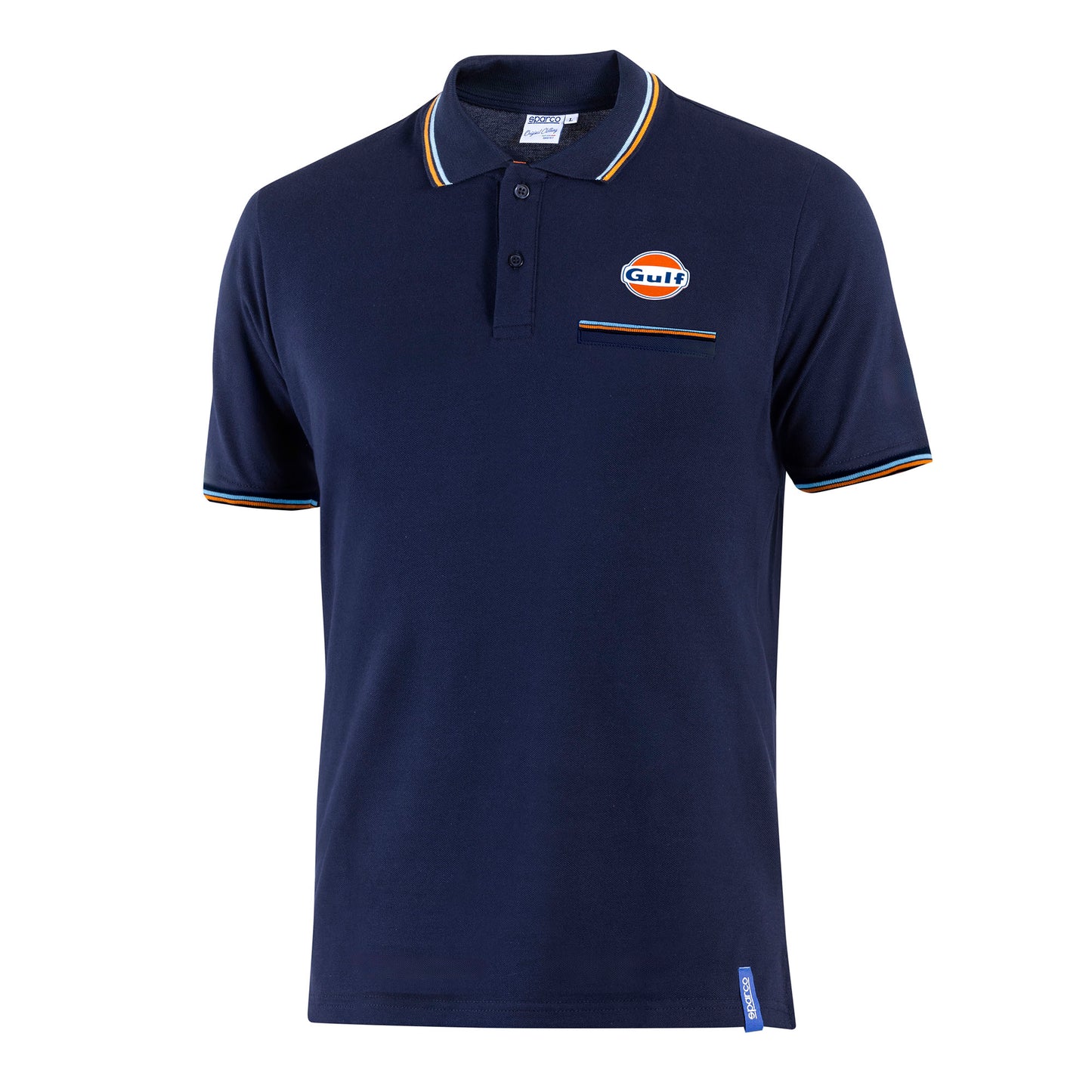 2025 Sparco Gulf Racing Polo Shirt Piquet Pocket 100% Cotton 200gr Made in Italy
