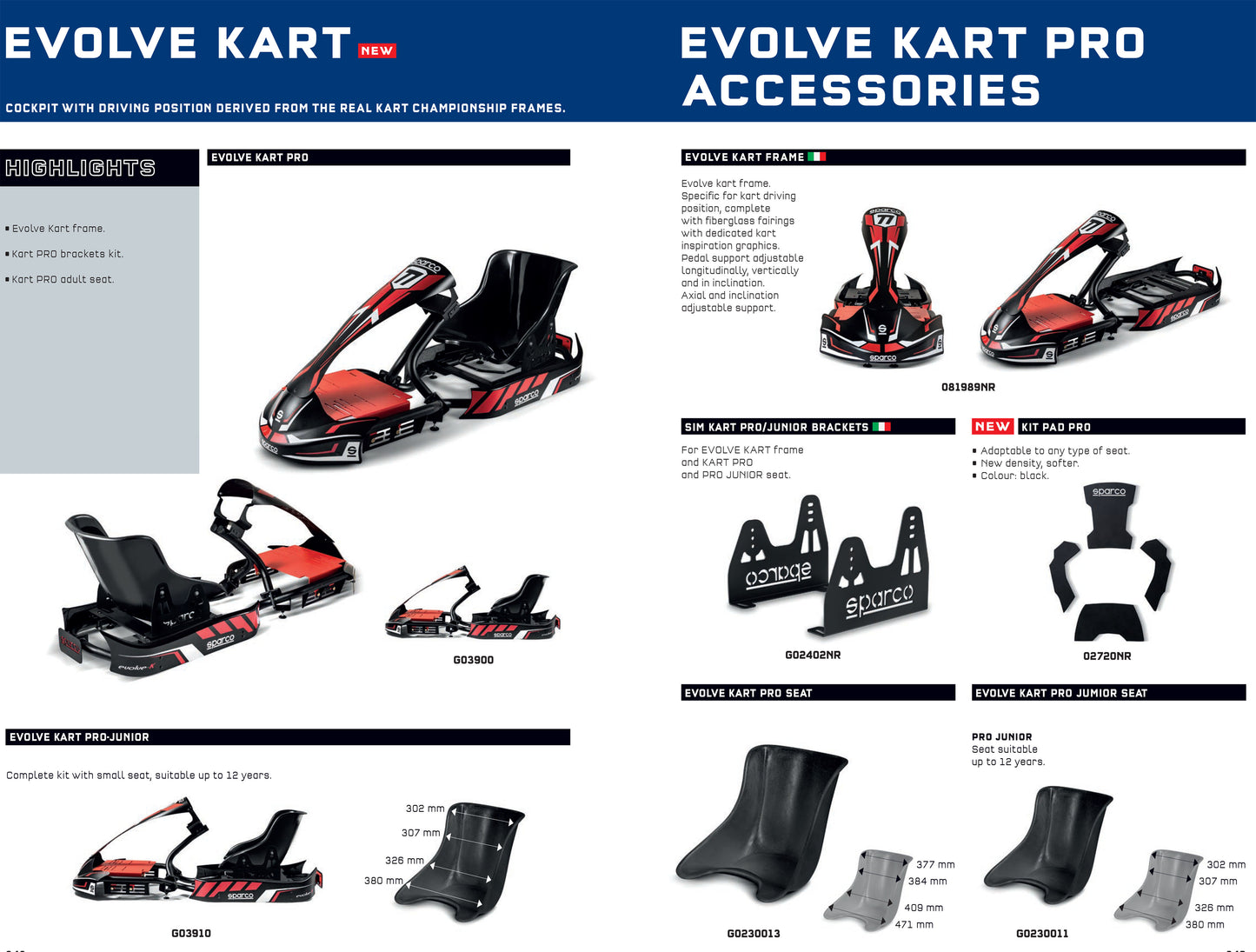 Sparco Gaming EVOLVE KART PRO Karting Sim Chassis Frame Seat Simulator E-Sports