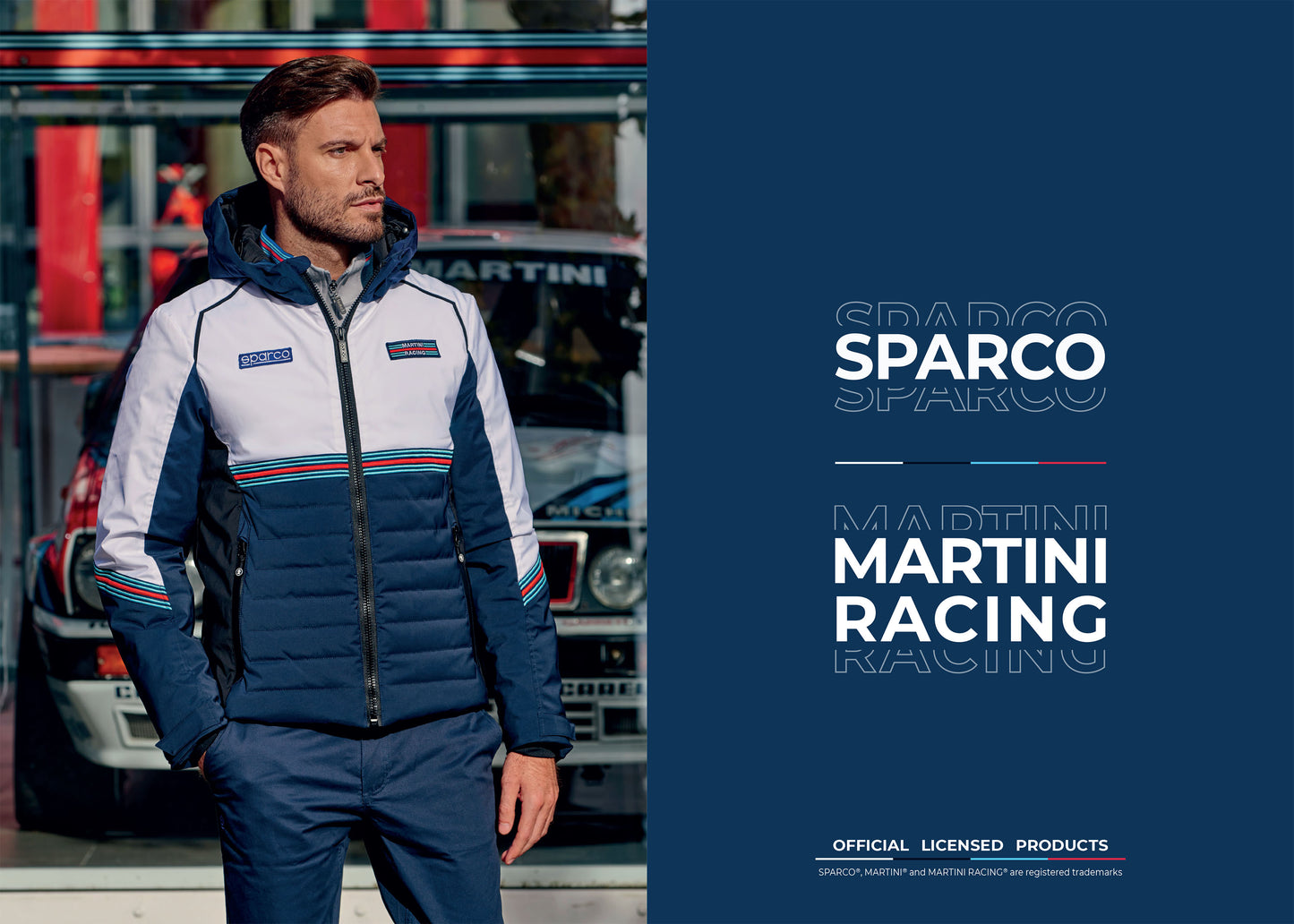 Sparco Martini Racing Polo Shirt Mens Iconic Lancia Rally Team Retro Edition