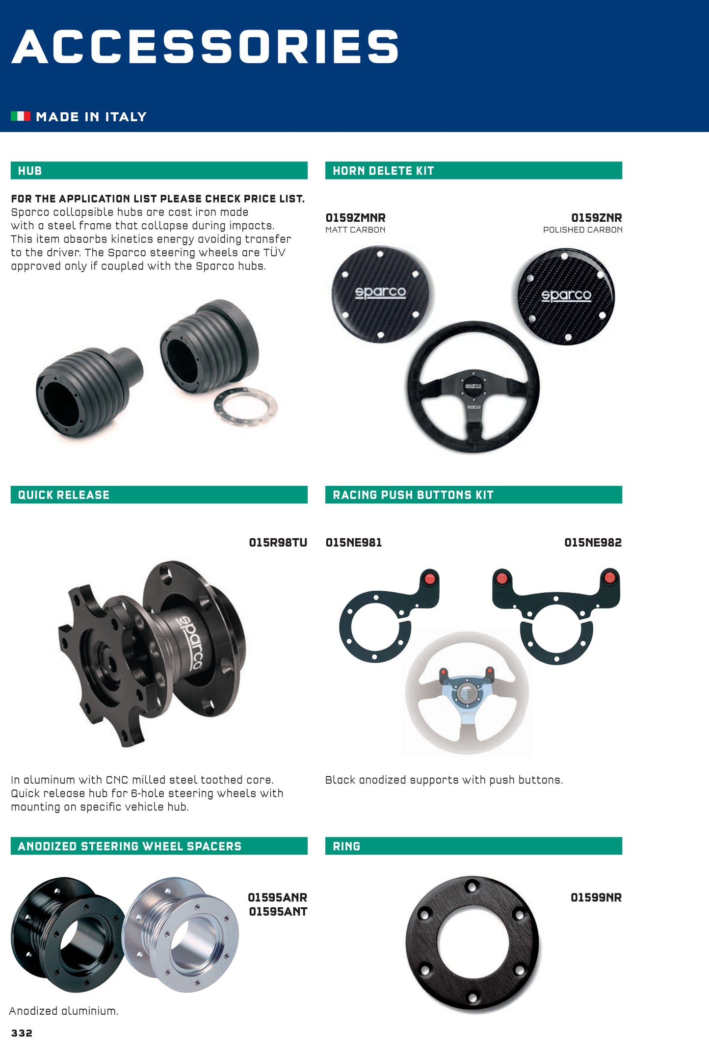 Sparco Steering Wheel Push Button Kit Black Anodized Support with 2 Buttons