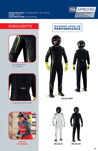001146 Sparco Prime Race Suit Fireproof FIA 8856-2018 Professional Racing Driver - raceforglory.store