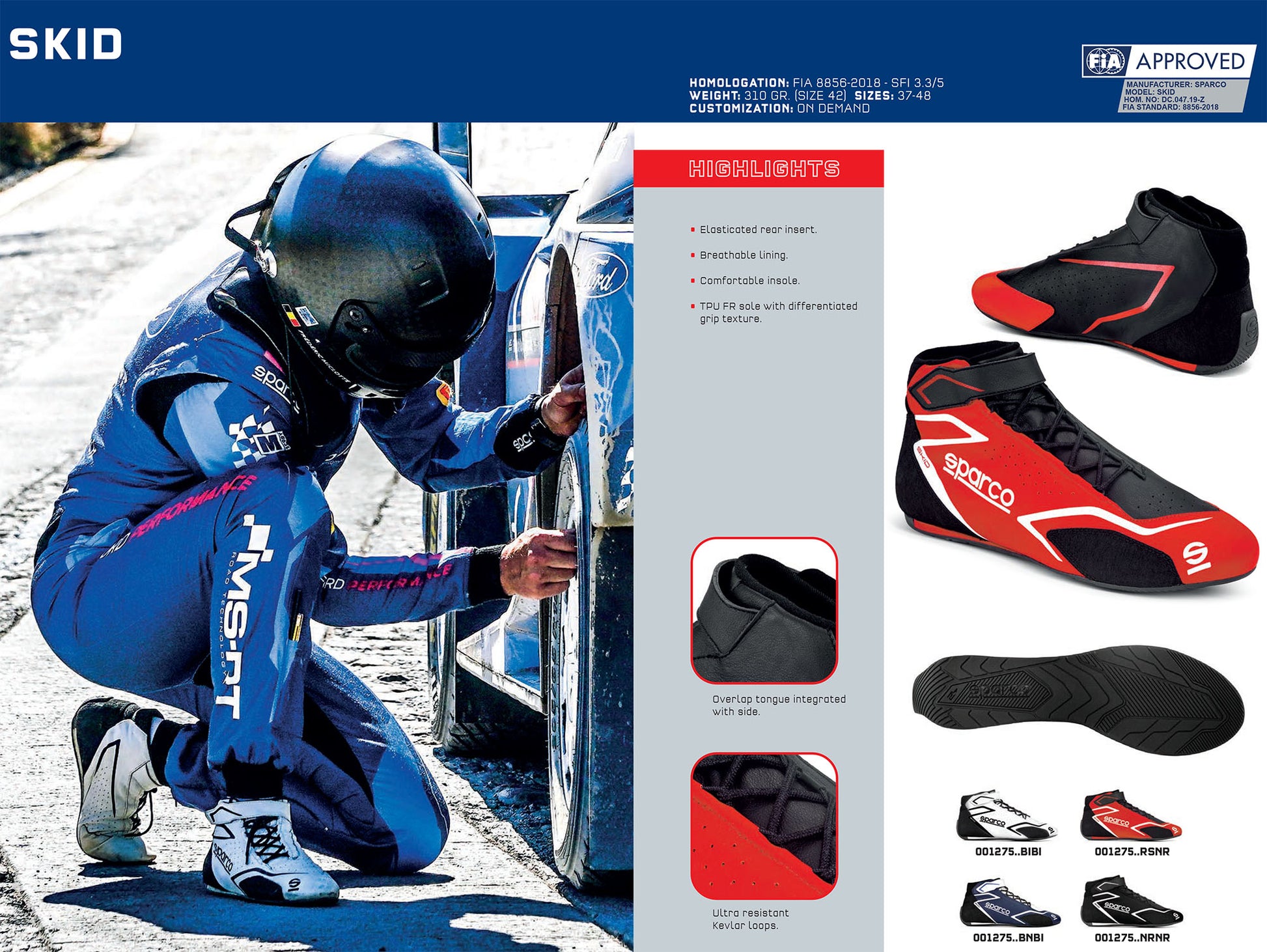 001275 Sparco Skid Race Boots Rally Motorsport Fireproof FIA 8856-2018 Approved - raceforglory.store