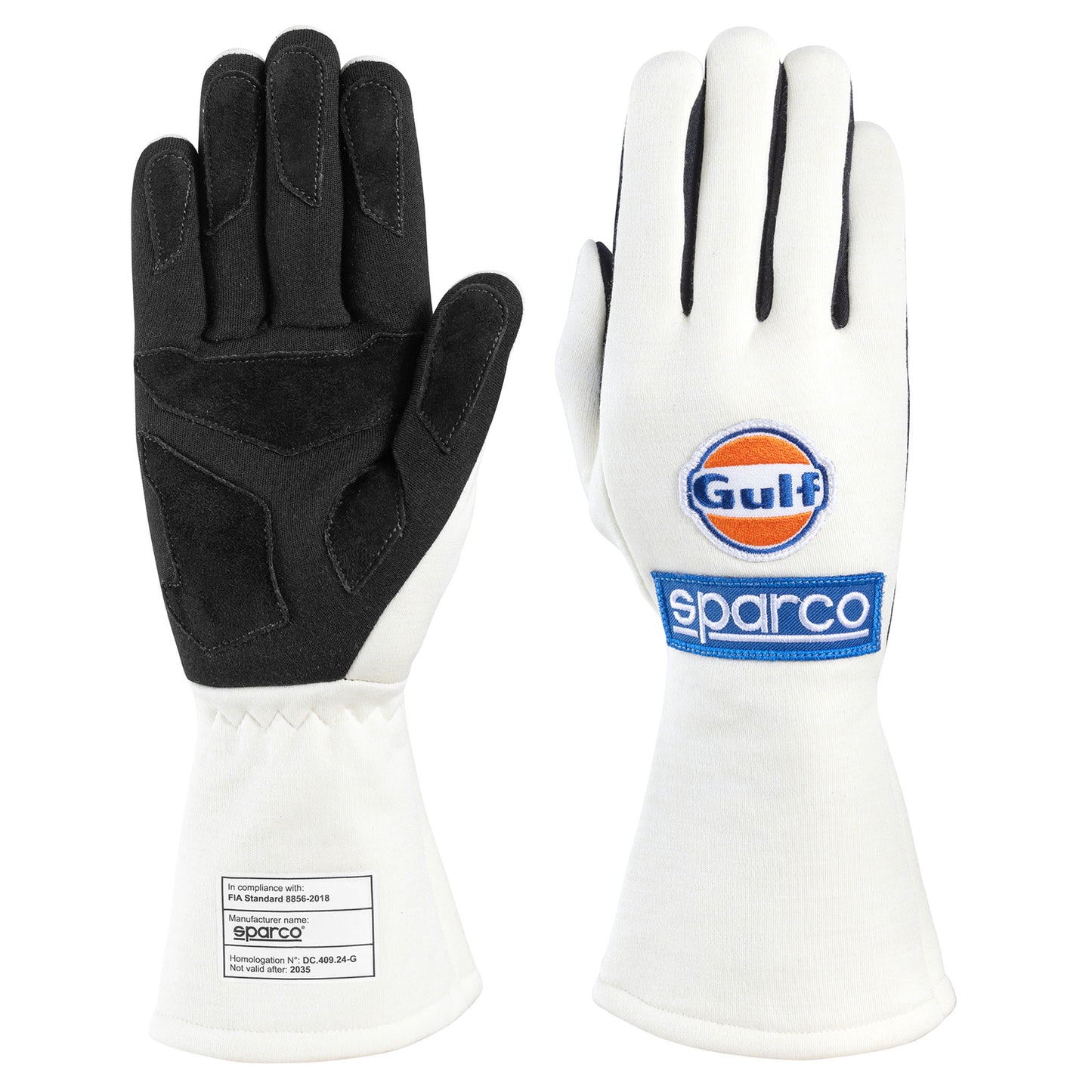 Guantes de Piloto Sparco LAND Gulf Racing Edición Especial Homologación FIA 8856-2018