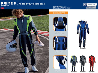 Sparco PRIME K Karting Suit K46 Advanced Kart Overalls FIA 8877-2022 Approved - raceforglory.store