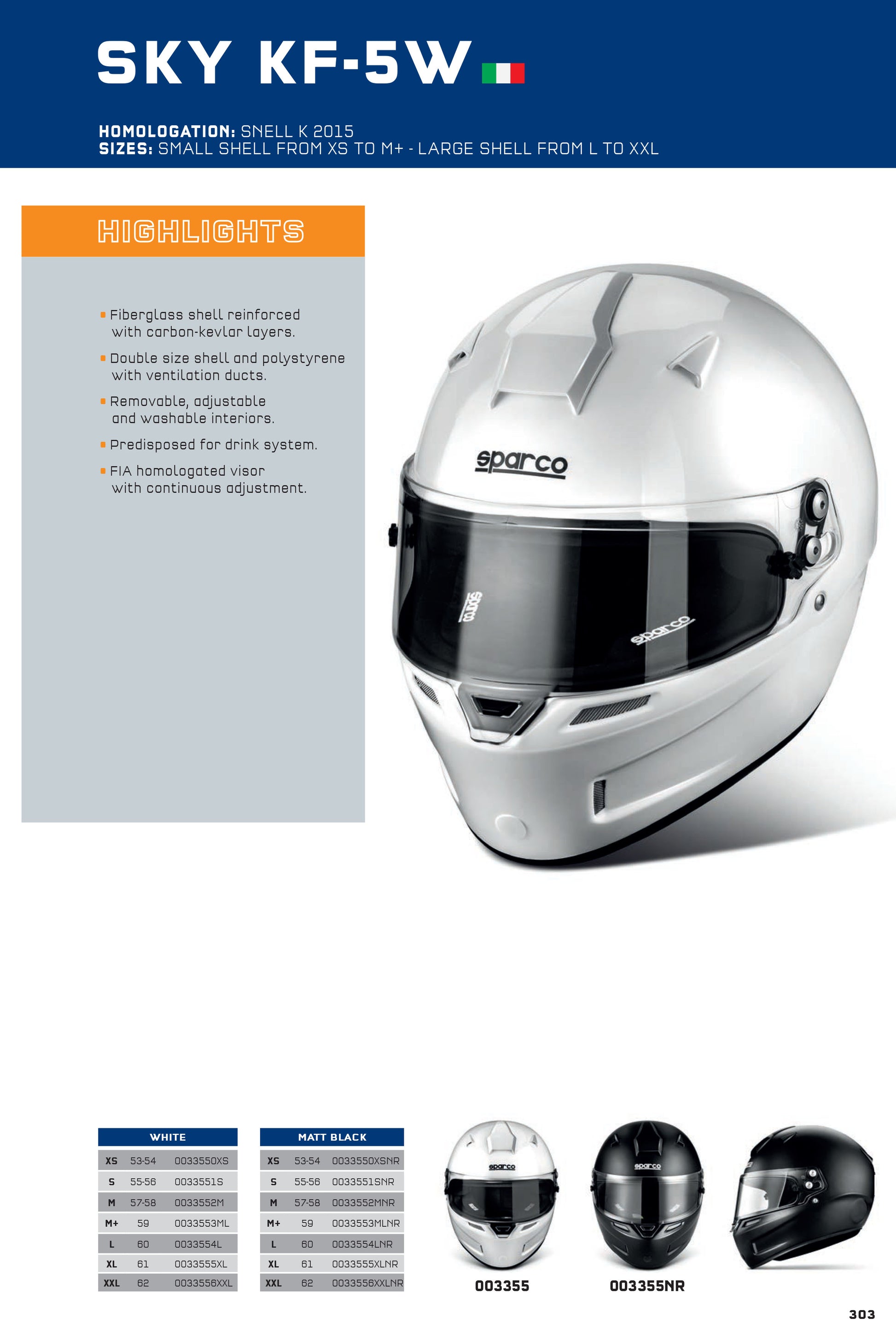 003355 Sparco SKY KF-5W Karting Helmet Full Face Fibreglass Shell SNELL Approved - raceforglory.store