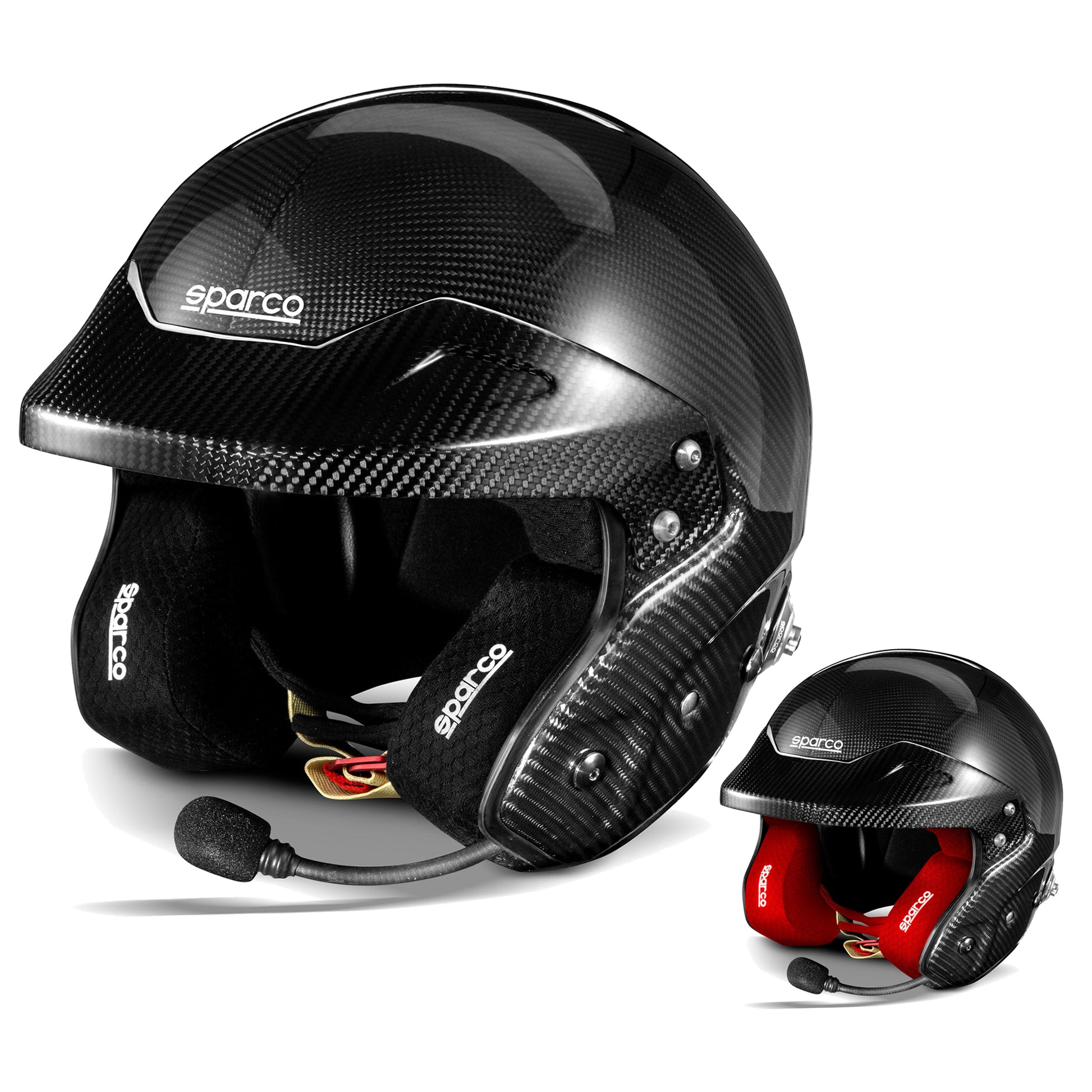 003371 Sparco RJ-I Carbon Crash Helmet Open Face Rally Spec HANS FIA SNELL XS-XL - raceforglory.store