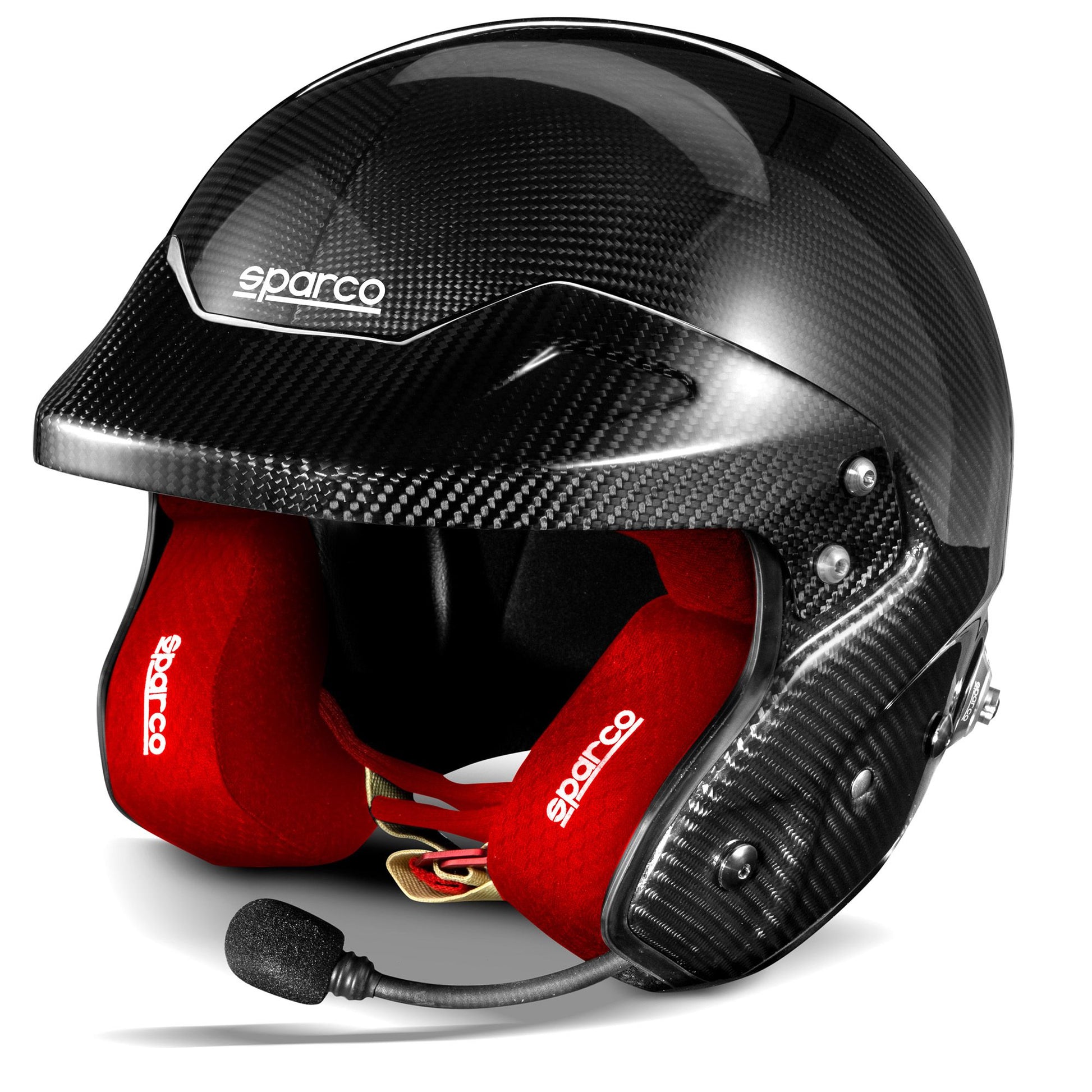003371 Sparco RJ-I Carbon Crash Helmet Open Face Rally Spec HANS FIA SNELL XS-XL - raceforglory.store