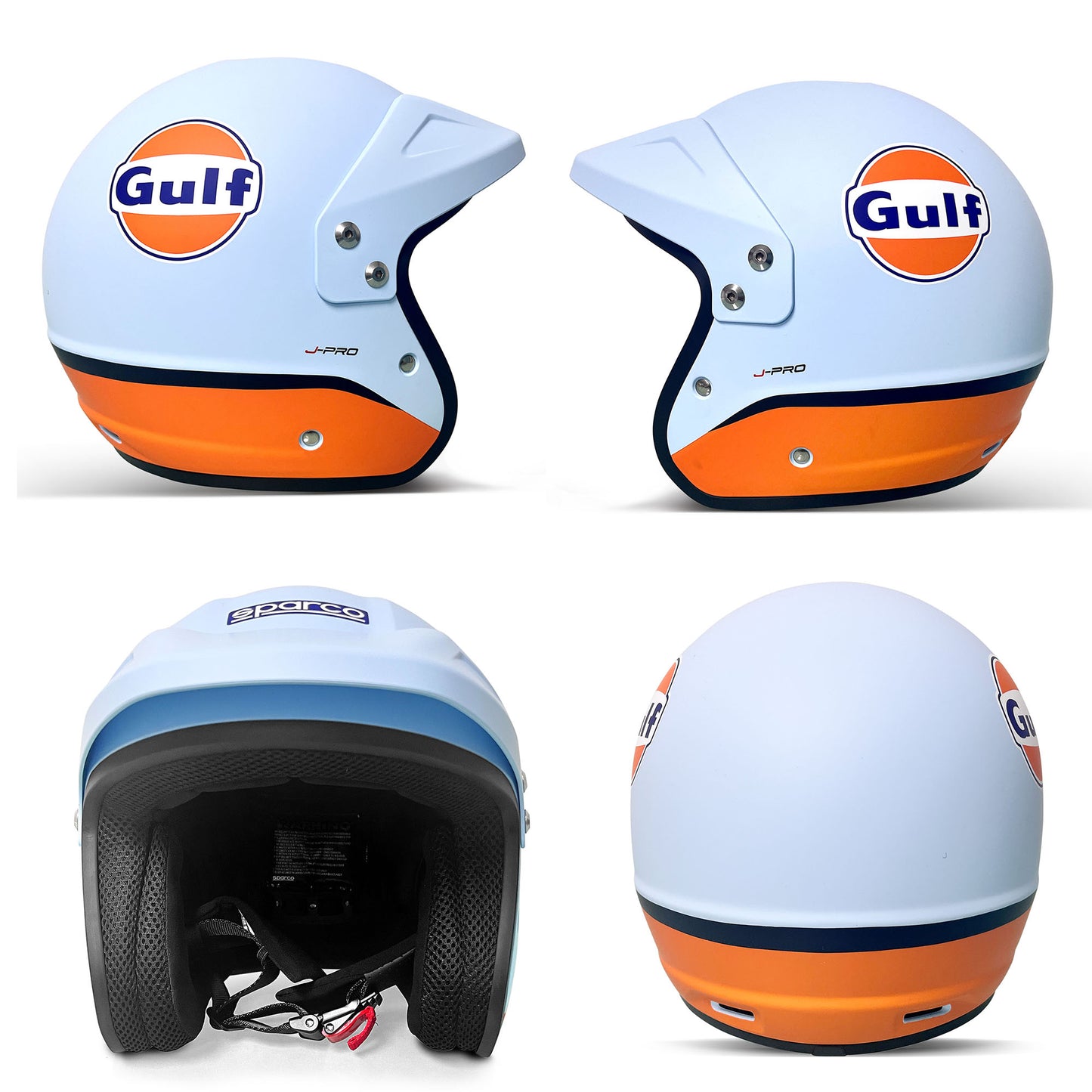 Casco Sparco J-PRO Gulf Racing Edición Especial Abierto para Track Day ECE 22.06