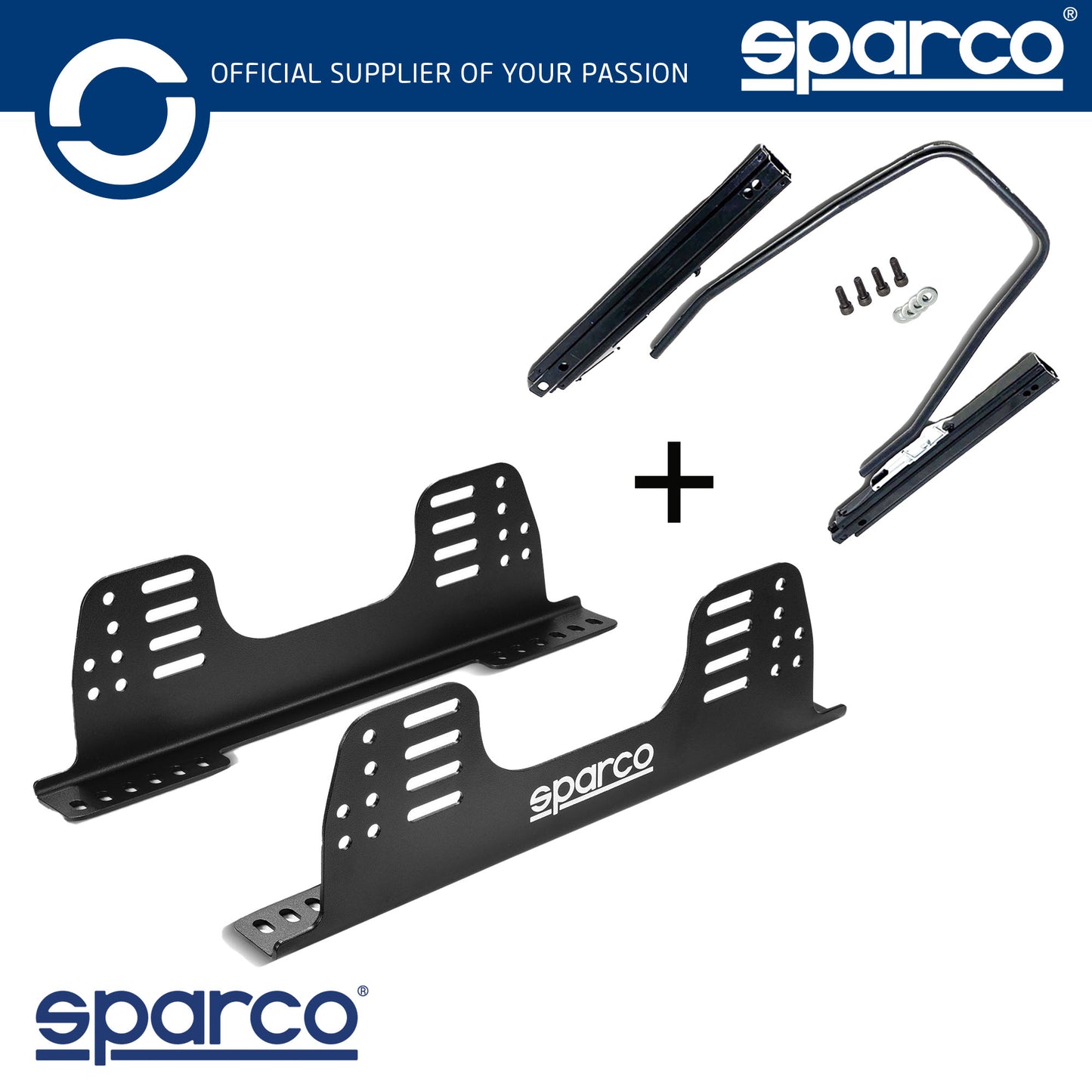 004915 Sparco Racing Seat Side Mount Brackets Steel 500mm with Sliding Runners