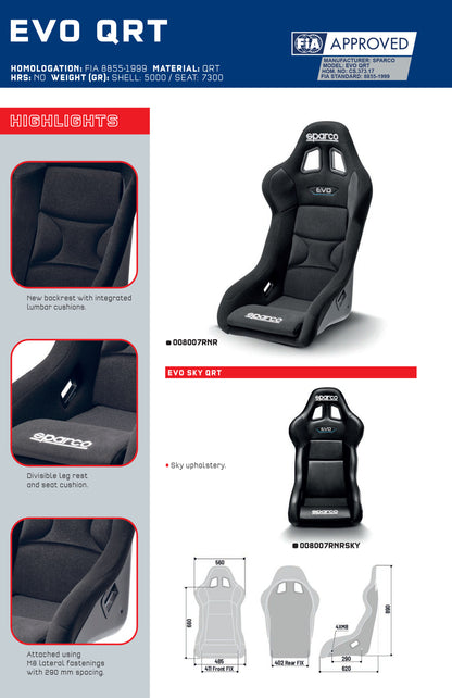 Sparco PRO EVO Gaming Seat Sim Racing E-Sports attach to Simulator Frame Chassis