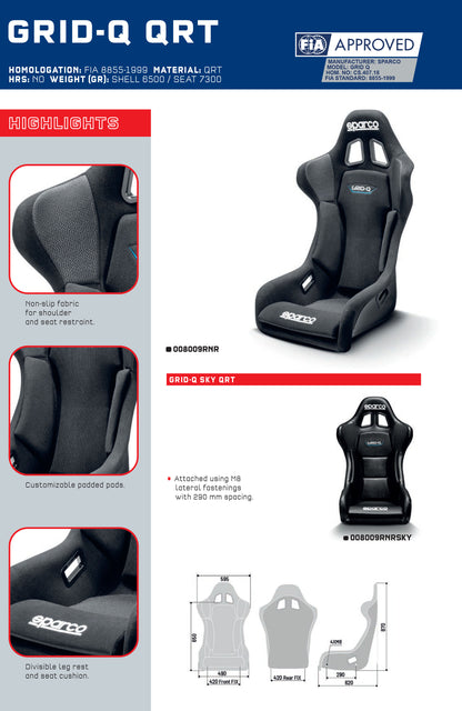 Sparco GRID-Q SKY QRT Race Seat Sky Upholstery FIA Approved Motorsport Racing - raceforglory.store