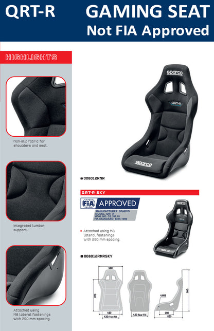 Sparco PRO QRT-R Gaming Seat Sim Racing E-Sports for PC Simulator Frame Chassis