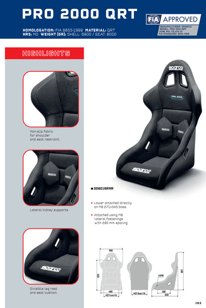 Sparco PRO2000 QRT Rally Seat Martini Racing Lancia Rally Edition in NAVY BLUE