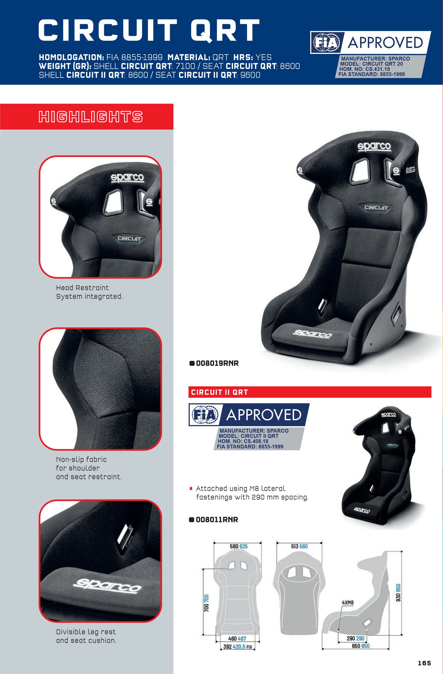 Sparco CIRCUIT QRT Race Seat M-Sport Ford Fiesta R2 Official Rally Car Equipment