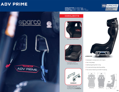 Sparco ADV PRIME Rally Seat M-Sport Design in Carbon Fibre FIA 8862-2009 Spec