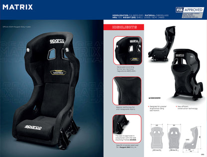 Sparco MATRIX Motorsport Seat High Spec FIA 8855-2021 Approved for Race & Rally