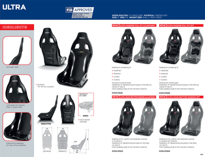 Sparco ULTRA Racing Seat Lightweight Fibreglass Small Size for Narrow Cockpits