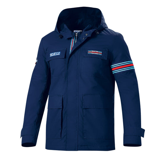 Sparco Rally Martini Racing Mens Field Jacket Navy Waterproof Coat with Hood