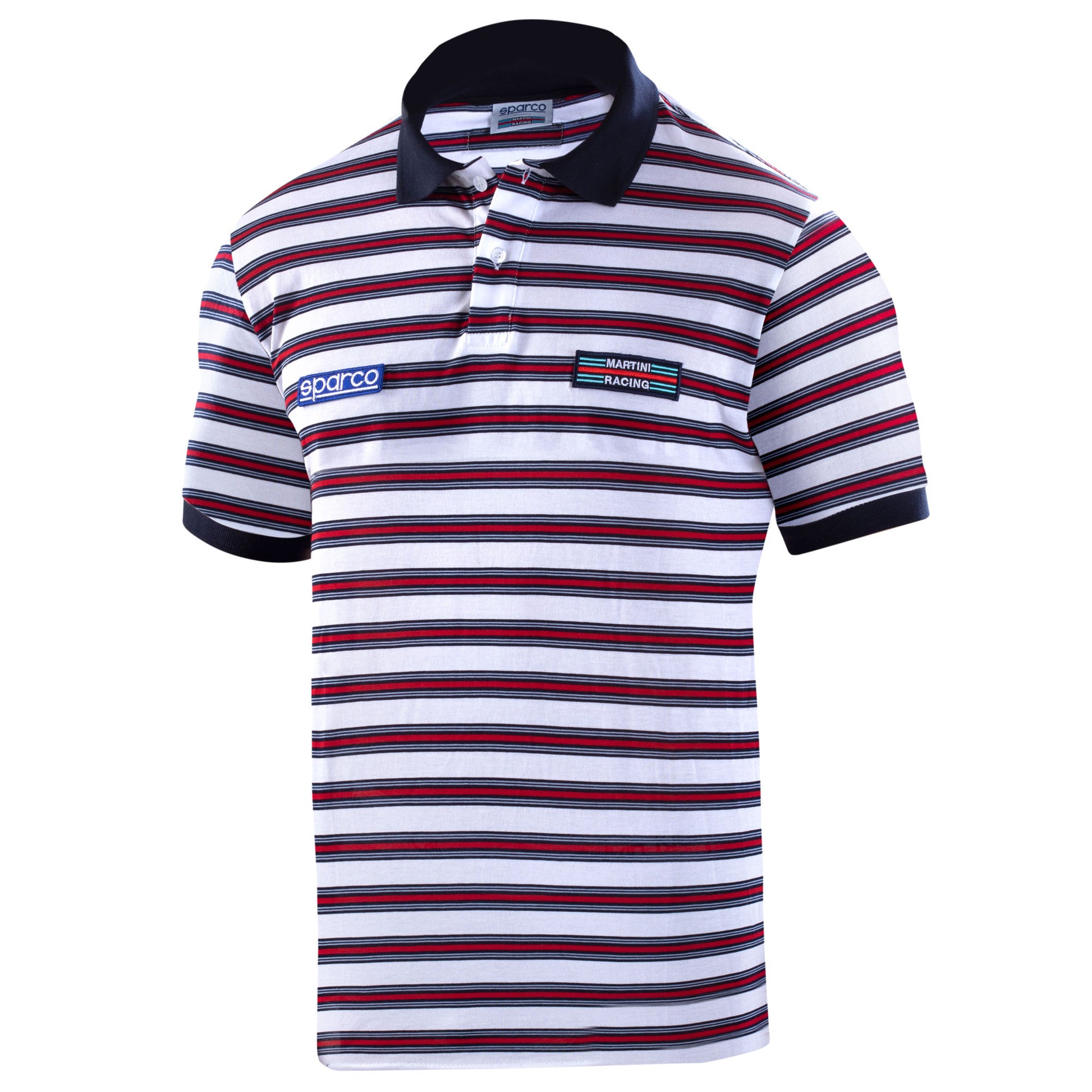 Sparco Martini Racing Polo Shirt Striped Design 100% Cotton Mens Sizes S-XXL - raceforglory.store