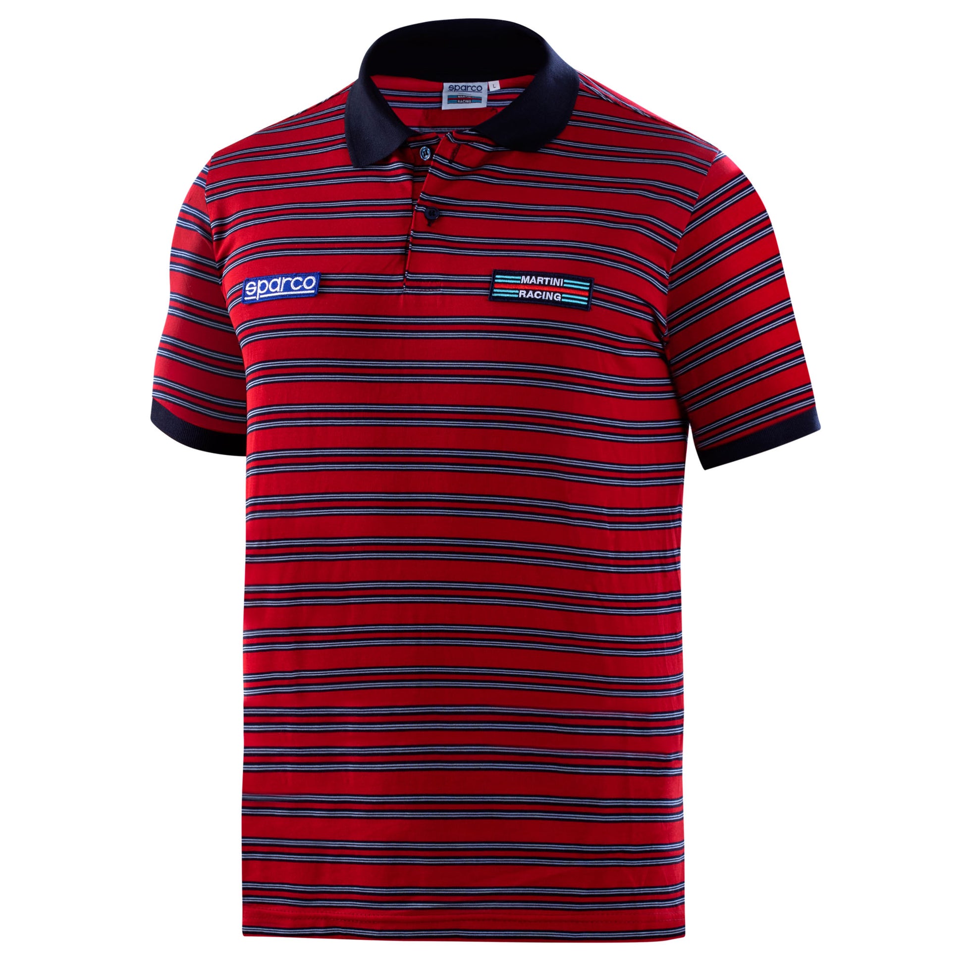 Sparco Martini Racing Polo Shirt Striped Design 100% Cotton Mens Sizes S-XXL - raceforglory.store