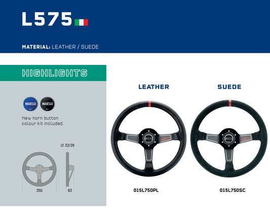 Sparco Steering Wheel Suede 350mm L575 Series Street Racing Performance Track