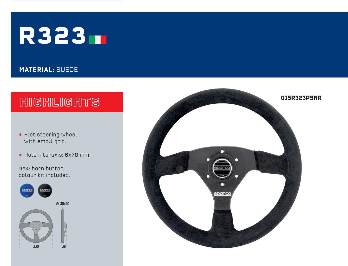 Sparco R323 Wildlederlenkrad 330mm & Nabe passend für MITSUBISHI LANCER EVO 8 2004-