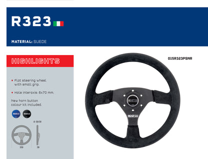Sparco R323 Suede Steering Wheel 330mm & Hub fits ALFA ROMEO GTV / SPIDER 95-04 - raceforglory.store