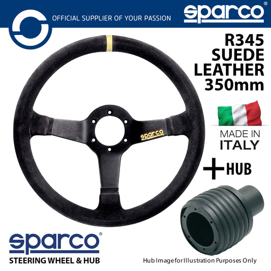 Sparco R345 Suede Steering Wheel 350mm & Hub fits VW GOLF MK4 inc GTI R32 97-04