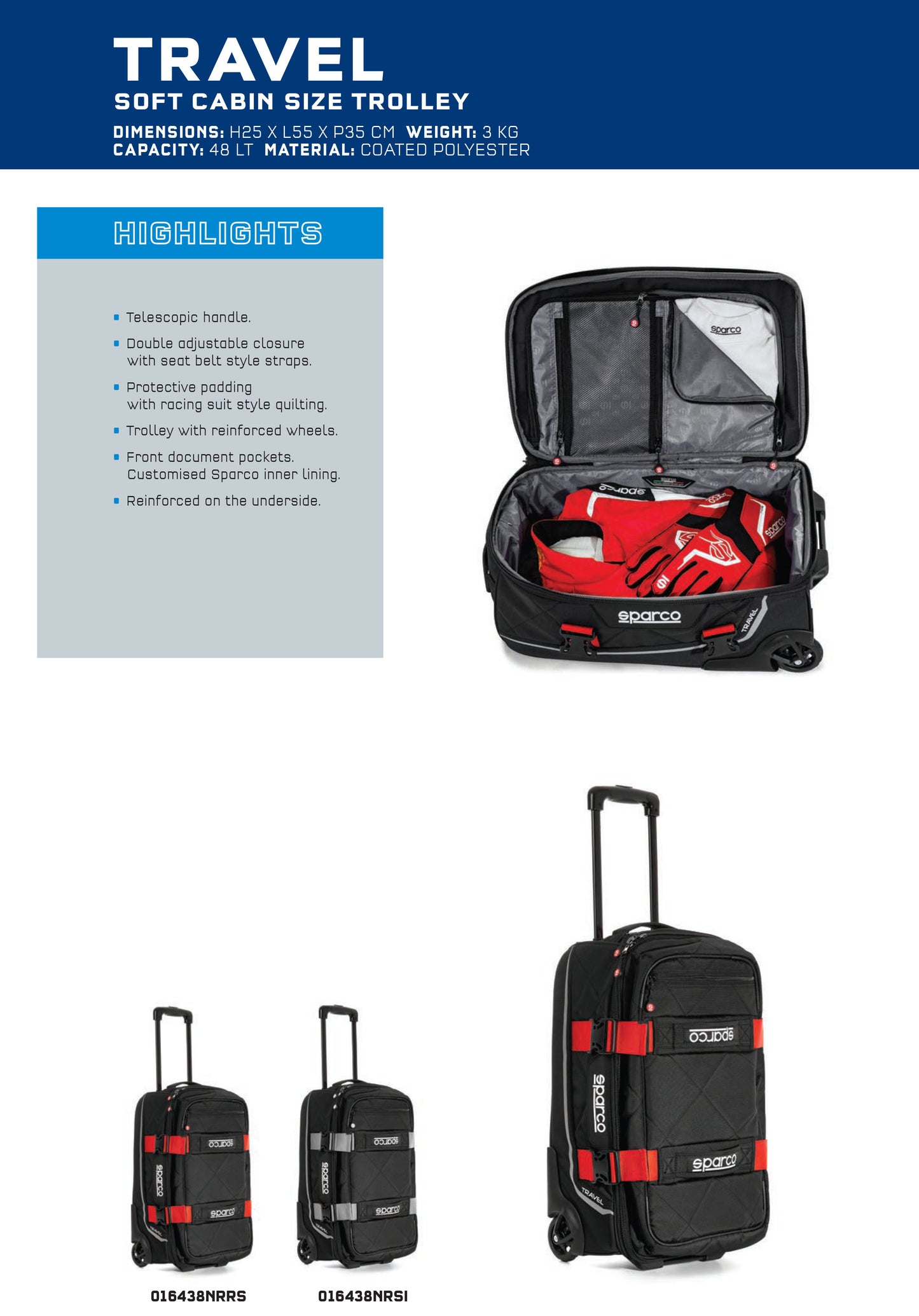 Sparco Travel Motorsport Kit Bag Large Holdall 48L for Racewear Driver Clothing