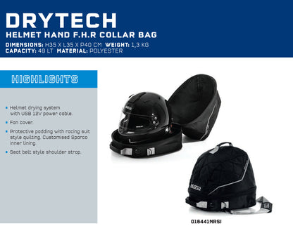 Sparco DRY-TECH Helmbeutel mit FHR Hans Aufbewahrung für Rennsport Rallye Motorsport