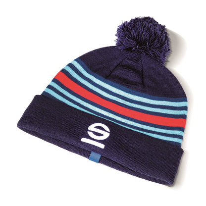 Sparco Kinder Bobble Beanie Mütze Martini Racing Streifen Design L18x19H Kind Jugendliche