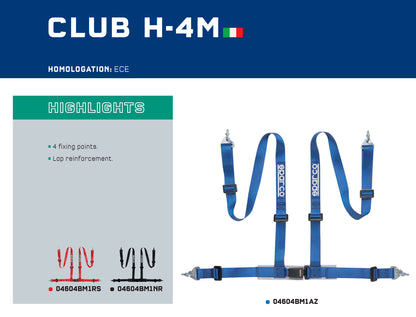 Sparco CLUB H-4M Harness 4-Point Seat Belts ECE Approved for Road Cars & Track - raceforglory.store