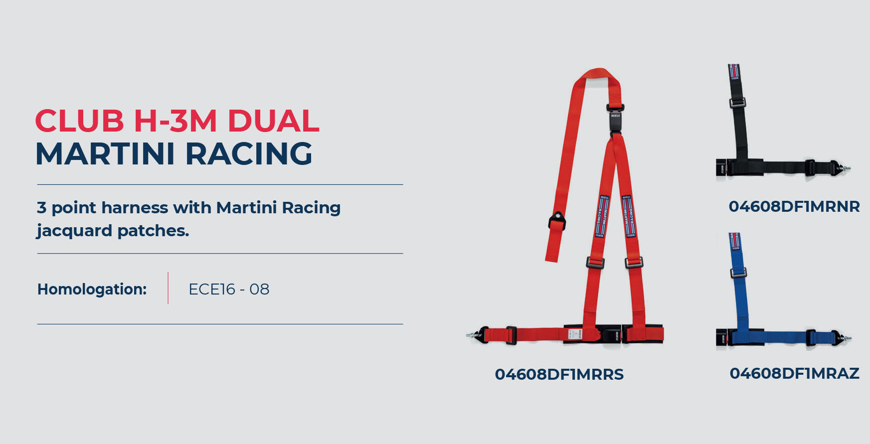Sparco CLUB Harness Martini Racing Edition 3-Point ECE Spec for Road or Track - raceforglory.store